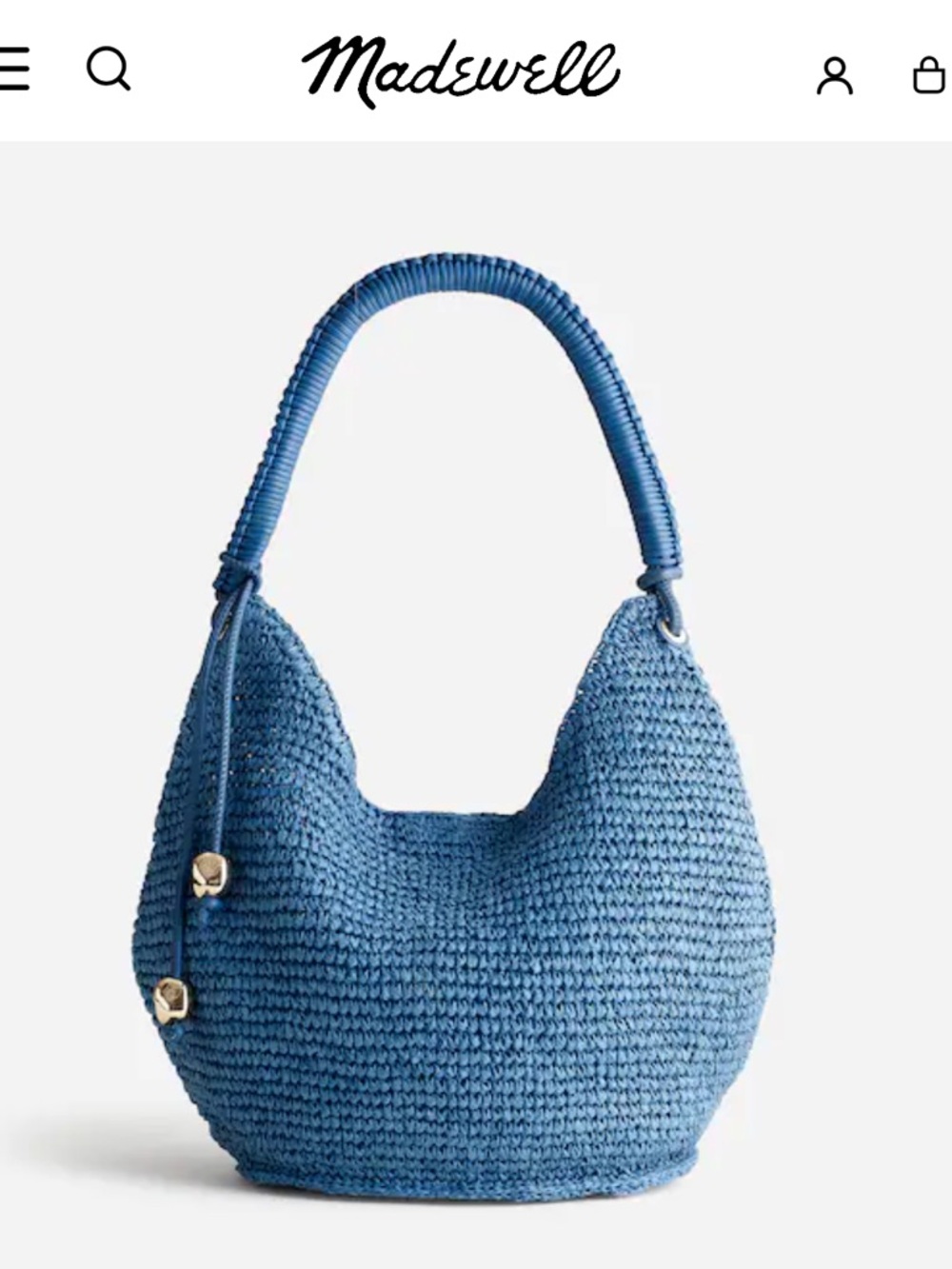 NWT Madewell Camren Woven Raffia Bag in Distant Ocean